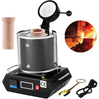 VEVOR Goudsmeltoven 1350 W 1150 ℃ Max. Temperatuur, Digitale Elektrische Smeltoven 3 Kg Keramische Smeltkroes voor Het Gieten en Raffineren van Edelmetalen, voor de Verwerking van Goud, Zilver, Aluminium