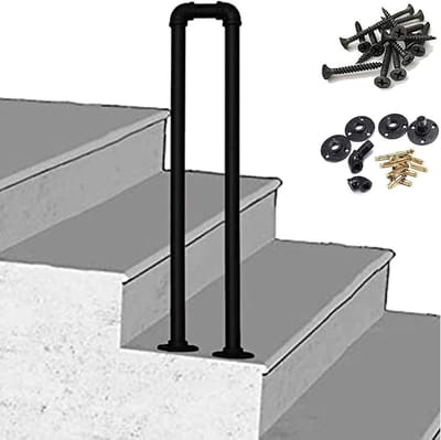Metalen trapleuning - Steunbeugel buiten - Veilig traplopen - Robuust smeedijzer - 95 cm - Zwart