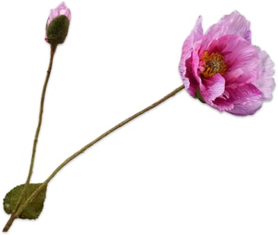 Silk-ka Kunstbloem-Zijden Bloem Klaproos Tak Roze 74 cm Per 2 Stuks