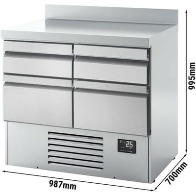 GGM Gastro Kühltisch Premium PLUS - 980x700mm - mit 4 Schubladen - mit Aufkantung