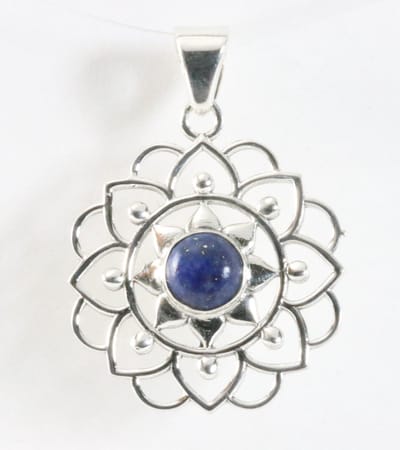 Opengewerkte zilveren hanger met lapis lazuli