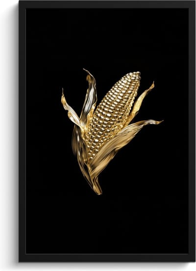 Fotolijst inclusief poster - Posterlijst 40x60 cm - Posters - Mais - Eten - Goud - Zwart - Foto in lijst - Keuken decoratie muur - Wanddecoratie accessoires - Muurdecoratie - Schilderijen