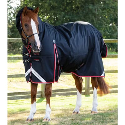 Waterdichte paardendeken met halsbedekking  Premier Equine Buster Storm 400 g
