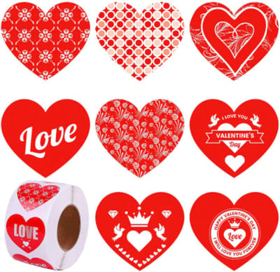 Valentijn - Moederdag Sluitsticker - Sluitzegel - Hart - 40 stuks - 8 assorti | Valentijnsdag stickers - Love - Envelop | Rood - Wit - Rose | Hartjes / Harten - Streep / Bloem | Envelop stickers | Cadeau - Gift | Chique inpakken