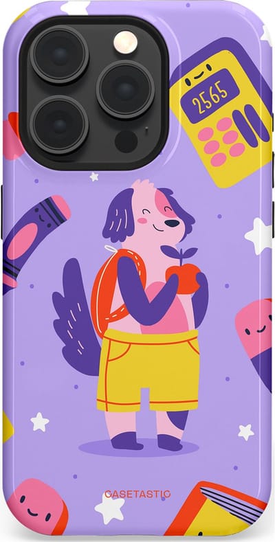 Casetastic hoesje geschikt voor Apple iPhone 15 Pro - MagSafe - Dubbellaagse bescherming - Tussen boeken en sterren - Fashion Case - Lavendel Geel