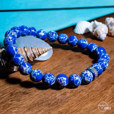 OZ Jewels – Blue Regalite Kralenarmband – Natuursteen – Vrouwen