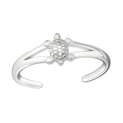 Zilveren teenring met schildpad | Turtle Toe Ring Adjustable | Sterling 925 Silver (Echt zilver)