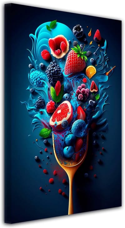 Wanddecoratie Canvas Schilderij Fruit voor Keuken of Woonkamer 60x100 cm