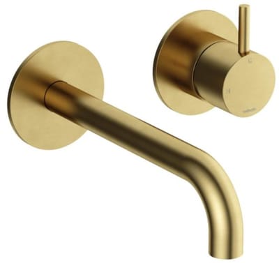 Hotbath Cobber CB105EXT18 afbouwdeel inbouw wastafelkraan met 18cm uitloop geborsteld messing PVD