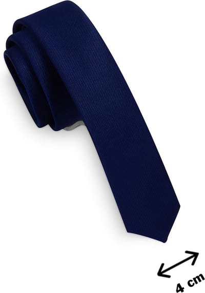 Sorprese Stropdas - Marineblauw - Effen - Smal - 4 cm - Stropdassen voor heren - Cadeau