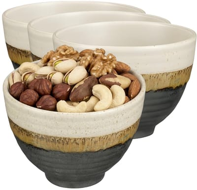 Mica Decorations Serveer/chips schaaltje Ethan - 6x - zwart - 8 x 11 cm - keramiek - kommetjes