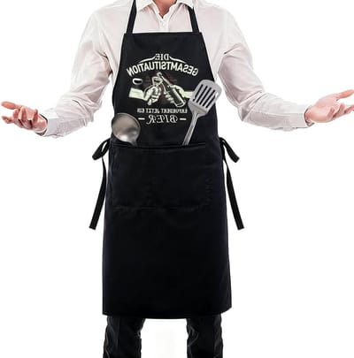 Grillschort voor heren, verstelbaar kookschort met 3 zakken, ideaal BBQ-schort en keukenschort, perfect als cadeau voor elke gelegenheid