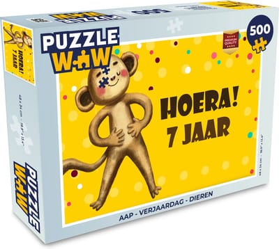 Puzzel Aap - Verjaardag - Dieren - Legpuzzel - Puzzel 500 stukjes