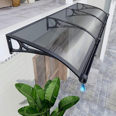 Deurluifel Buiten - Regenscherm Entree - Bescherming Deur - UV Bestendig Polycarbonaat - 60 x 80 cm - Rookgrijs