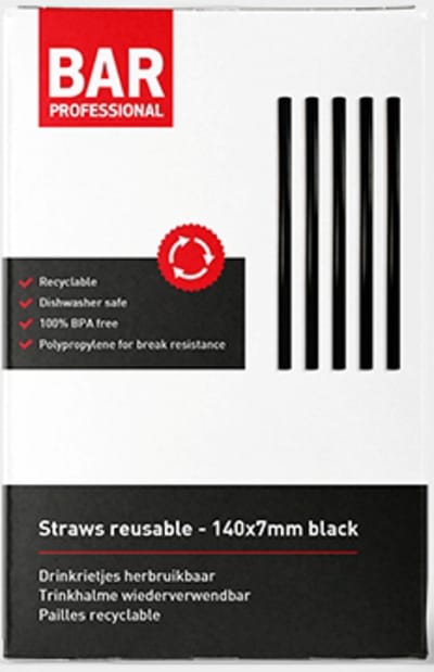 Barprofessional Drinking Straws Tools Polypropyleen Zwart 200 stuks