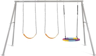 Schommelset Drie Agre - Speeltoestel Buiten - Buiten Spelen - Robuust A-frame ontwerp - 343x235x200cm - Grijs