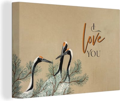Canvas Schilderij Quotes - I love you - Spreuken - Japandi - 30x20 cm - Wanddecoratie