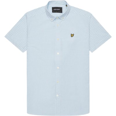 Lyle & Scott blauw Gringham overhemd met korte mouwen
