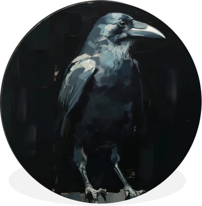 WallCircle - Wandcirkel - Muurcirkel - Raaf - Vogels - Zwart - Aluminium - Dibond - 30x30 cm - Binnen en Buiten