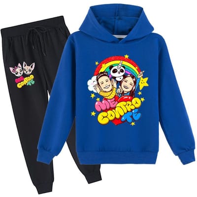 Fashion Me Contro Te Bedrukte Kinderen Hoodies Broeken 2pc Set Jongens Meisjes Capuchon Pullover Joggingbroek Casual Outfit 170 ultramarijn blauwe kleur