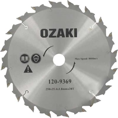 Ozaki Carbid bosmaaiermes 20 tanden - Snijbreedte 250mm, boring: 25,4mm, dikte: 1,8mm