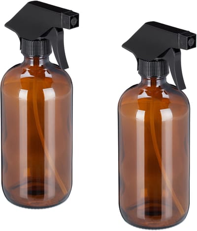 4x plantenspuit glas - 500 ml - sproeifles kapper - waterverstuiver bruin