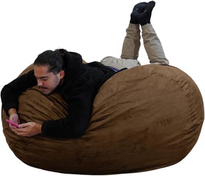 Enorme zitzak - XXL poef - Ontspannen zitten - Dubbele wasbare hoes - 140 cm diameter - Grijs