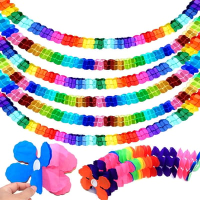 5Pcs Colorful Garlands Paper Decoration, Hanging Party Birthday Wedding Carnival Garland Party Garlands - ShopVlot