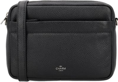 Charm London Washington Schoudertas - Camerabag - Leer - Crossbody - Leren Dames Tas - Zwart