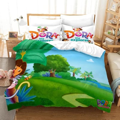 Dora Beddengoedsets Kinderen Jongens Meisjes Bedlinnen Queen King Full Twin Single Maat Nieuwe Anime Kamado Nezuko Dekbedovertreksets 135X200cm-2pcs