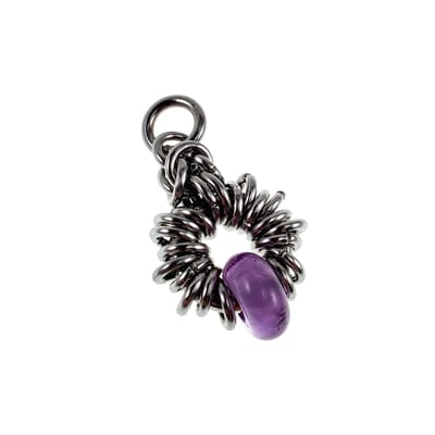 32mm Paarse Amethiststeen Hanger Unisex - Gepolijst RVS - Uniek Ontwerp - Handgemaakt door esde2