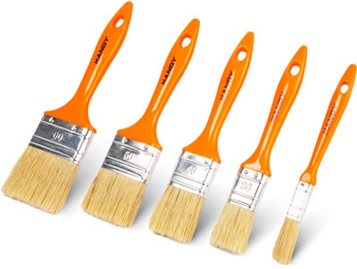 Platte Verfkwast Set – Schilderkwasten Met Kunststof Handgreep – Voor Watergedragen En Oplosmiddelhoudende Verf – Kwastmaten 20 30 40 50 60 Mm – RVS Klem – Sterk En Duurzaam – 5 Stuks [11205X]