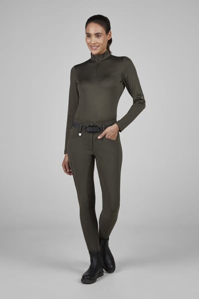 Pikeur Dames New Candela Rijbroek Lederen Grip Hoge Taille Classic XS Khaki