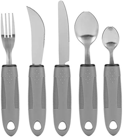 Dailygoods- Eetgerei Verzwaarde Set - Messen/Vork/Lepels - RVS Roestvrij Staal - Antislip Rubberen Handgreep - Geschikt voor Artritis/Handtremor - Ondersteunt Gehandicapten - Hulpeetgerei