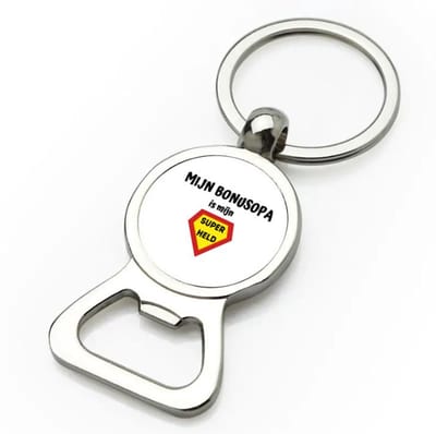 Akyol - mijn bonusopa is mijn superheld flesopener - Opa - super bonusopa - verjaardag - cadeautje voor opa - opa artikelen - kado - geschenk - 9 bij 3 cm