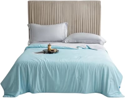 Hoogwaardige Koeldeken Zomer Quilt Lichtgewicht Dubbelzijdig Koud & Koelend Bed Deken voor Airconditioning en Slaapkamer - Blauw - Maat 59X79 inch