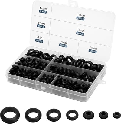 Kabeldoorvoer Rubber - Afsluitdoppen Set - Kabelbescherming Installatie - 260 Stuks 7 Maten - 17x10x2 cm - Zwart