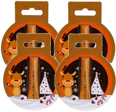Beauty Made Easy - Plasticvrije Lip Balm - Christmas Edition - 4 Pak - Caramel - Voordeelverpakking