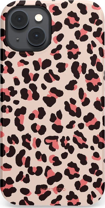 Casetastic hoesje geschikt voor Apple iPhone 14 Plus - MagSafe - Dubbellaagse bescherming - Tropische Panter - Fashion Case - Zand Zwart Koraal