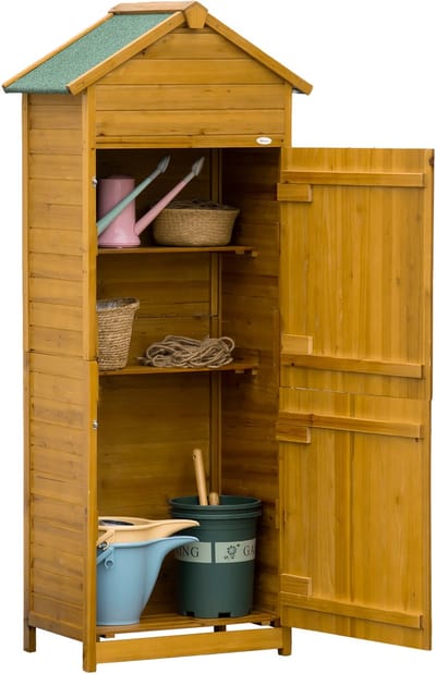 Clruro Tuinhuis - 191,5 x 79 x 49 cm - met deuren en dak - Hout - Naturel