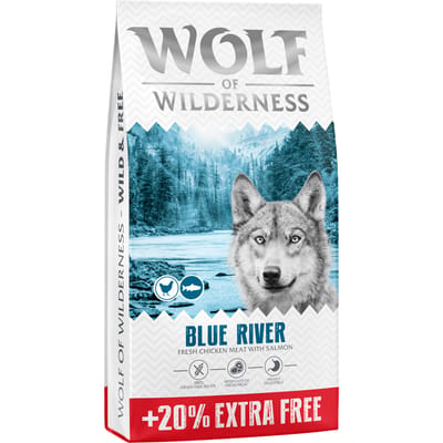 12 kg + 2,4 kg gratis! Wolf Of Wilderness droogvoer voor honden - Blue River Zalm Nieuw Recept