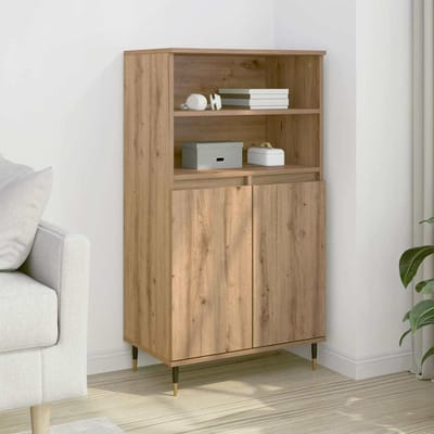 vidaXL - Hoge - kast - 60x36x110 - cm - bewerkt - hout - artisanaal - eikenkleur
