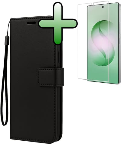 Hoesje Met Screenprotector - Geschikt voor Samsung Galaxy S26 Ultra - Luxe Pasjeshouder - Bookcase Portemonee - Flip Case - Kunstleer Book Case - Flipcase - Book Cover - Walletcase - Portemonneehoes - Zwart