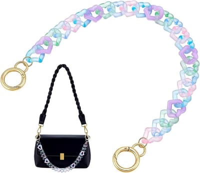 Kleurrijke Acryl Tas Ketting Strap 15.4 inch voor Hartvormige Portemonnee, Decoratieve Kettingen voor Handtassen en Schoudertassen, Ideaal als Vervanging voor Crossbody Tassen