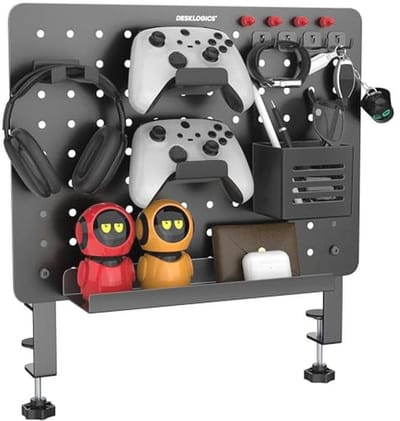 Klem-on Bureau Pegboard - Ruimtebesparende Organizer voor Gaming en Kantoor