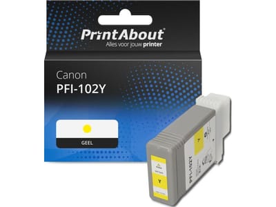 PrintAbout huismerk Inktcartridge PFI-102Y Geel Geschikt voor Canon