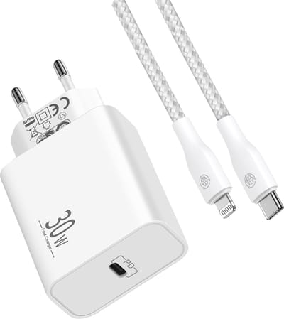 30w Snellader geschikt voor iPhone - Lightning naar usb-C - Oplaadkabel geschikt voor iPhone 14/13/12/11/X - 1 Meter