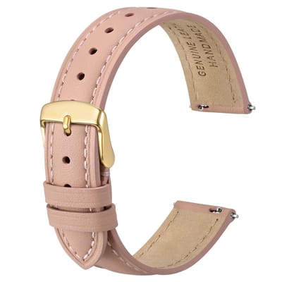 Dailygoods- Horlogeband Elegante Lederen Band - Snelsluiting - Vervangende Armband - 12/14/16/18/20 mm - Roestvrij Staal - Ademend en Comfortabel - Horlogearmband