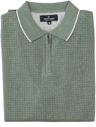 Fellows United Fellows United Pullover Lange Mouw Half Zip Structure Plated Fond Green  L