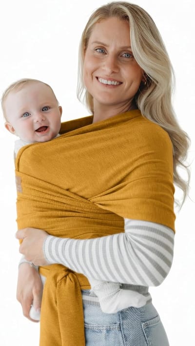 Baby Draagdoek Wrap - Draagzak Pasgeborenen - Baby Vervoeren - Veiligheid Getest - 3-16 kg - Mosterdgeel